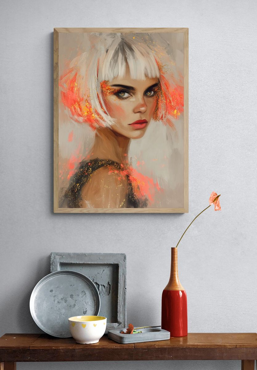 Futuristic Portrait Illustration Poster. — room view 3