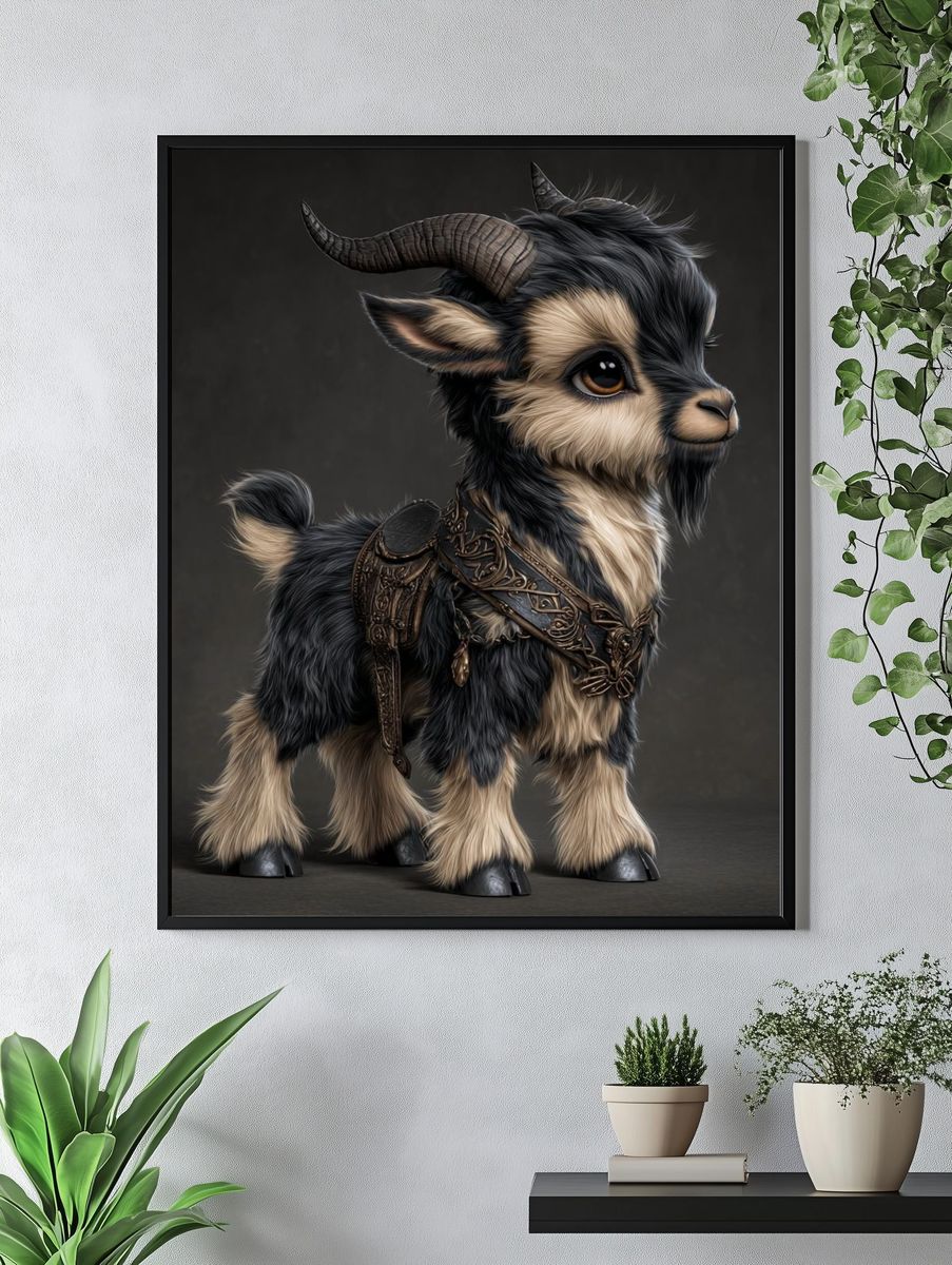 Fantasy Baby Goat Digital Art Poster. — room view 4
