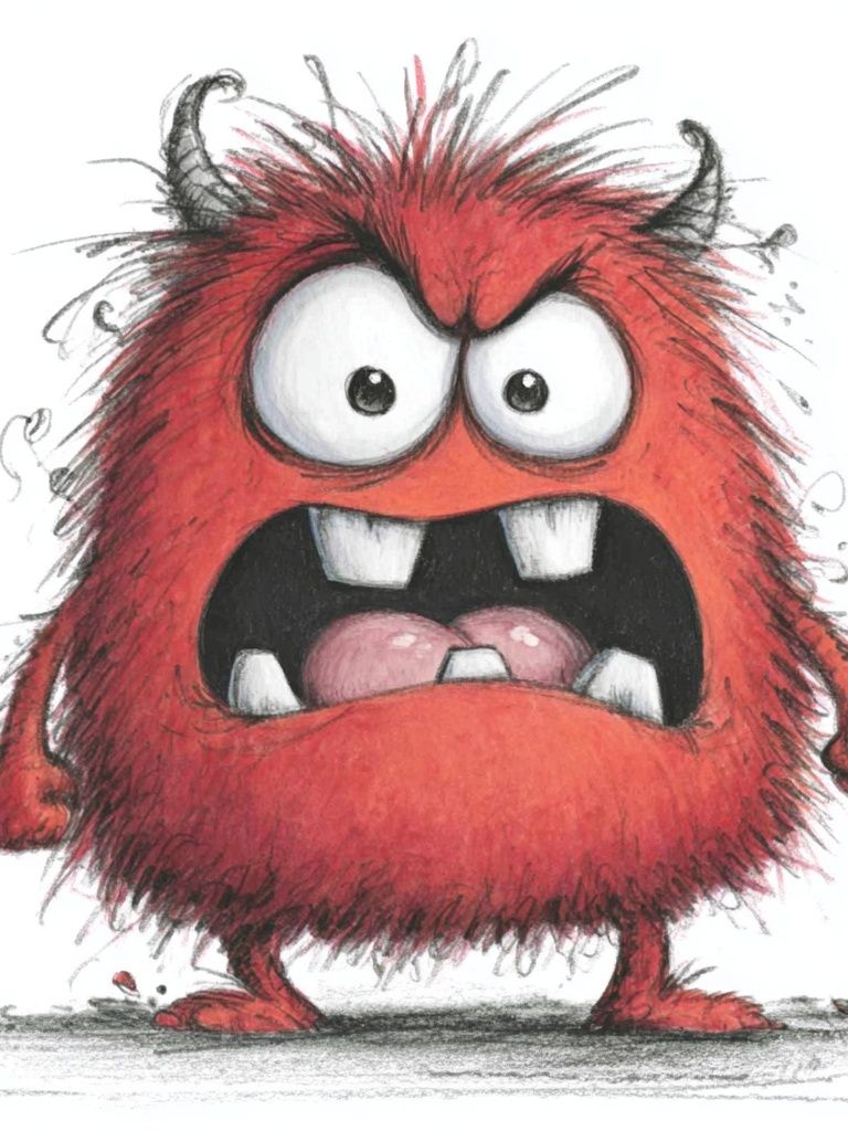 Angry Red Monster Illustration Poster. poster — illustration art