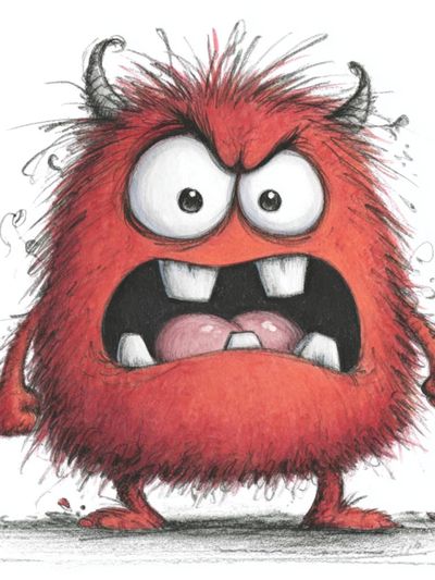 Angry Red Monster Illustration Poster. poster