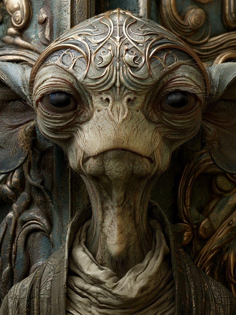 Alien Portrait Digital Art Poster. poster detail