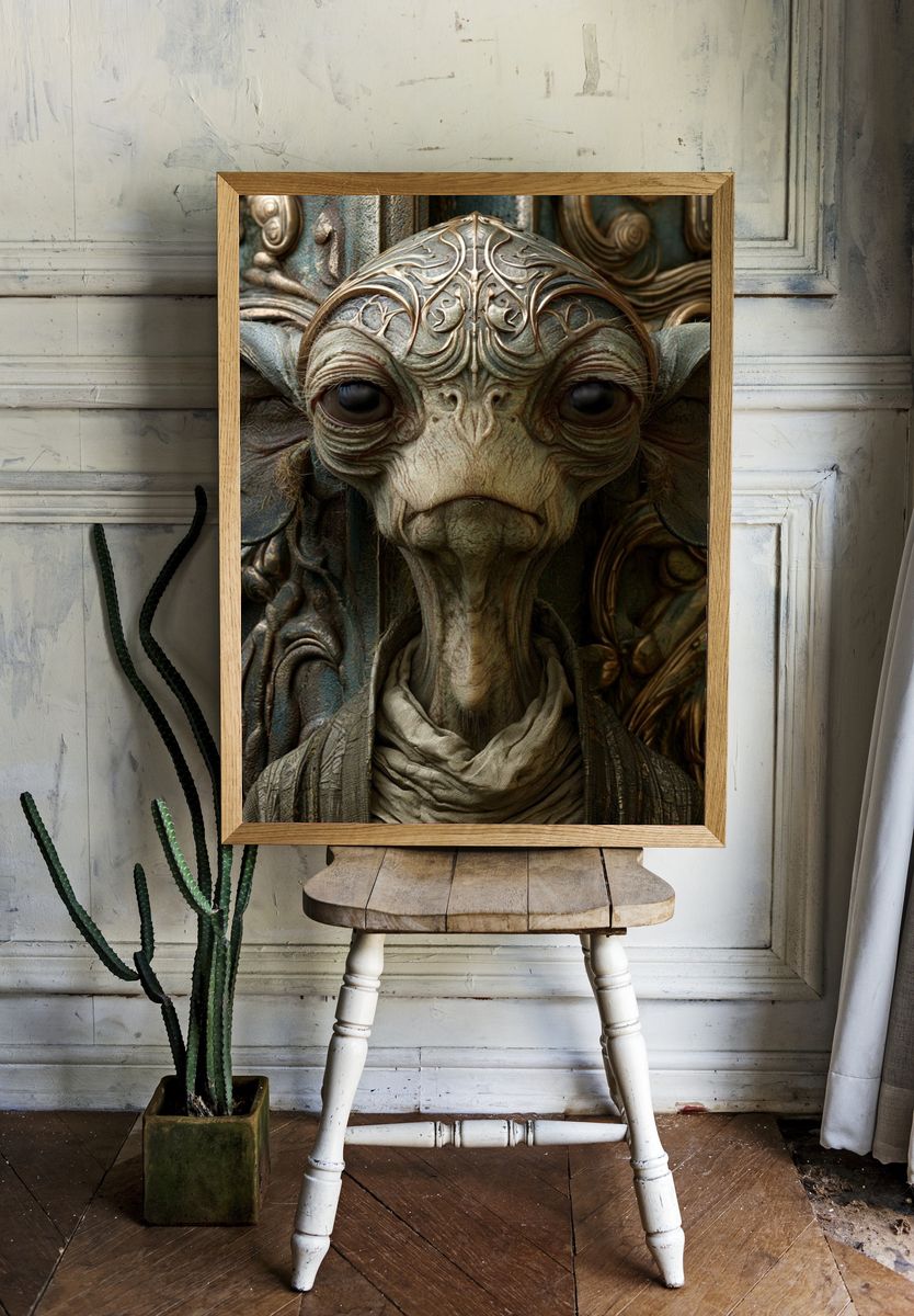 Alien Portrait Digital Art Poster. — room view 1