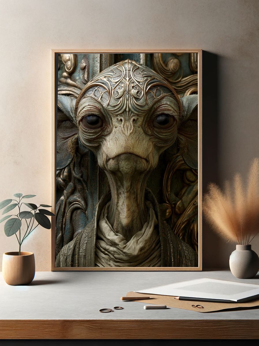 Alien Portrait Digital Art Poster. — room view 2