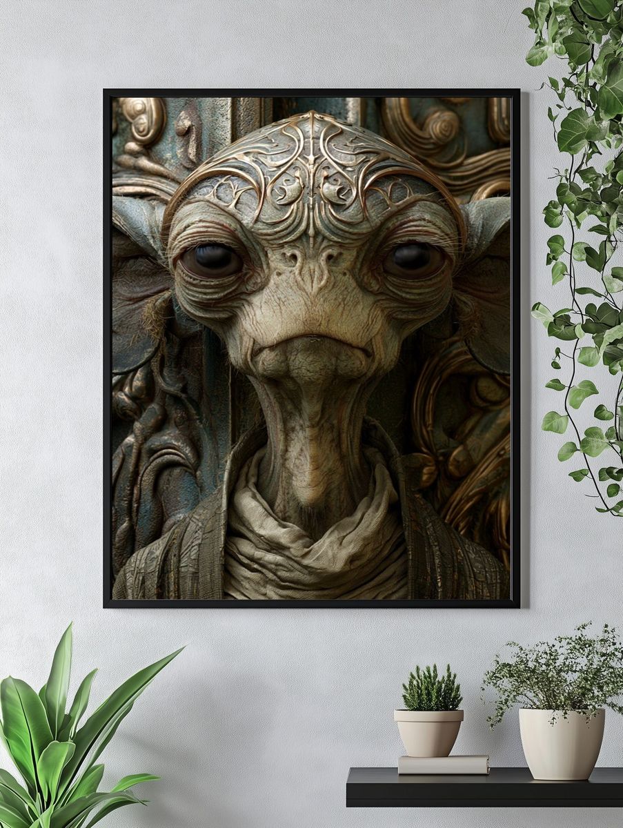 Alien Portrait Digital Art Poster. — room view 4