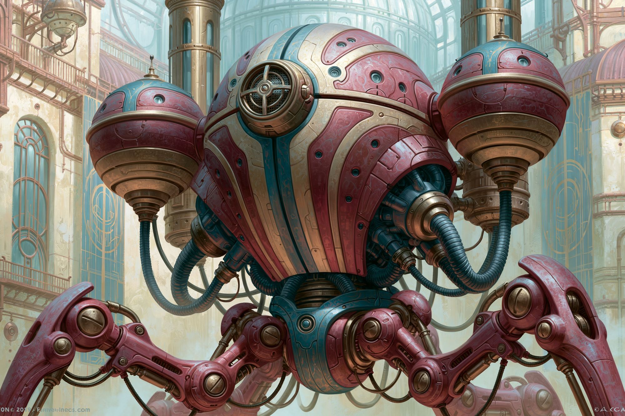 Steampunk Robot Factory Print. poster detail