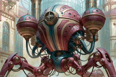 Steampunk Robot Factory Print. poster print