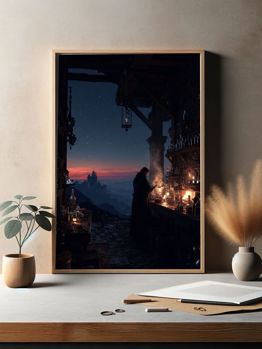 Moonlit Alchemist Workshop Print. — room view 2