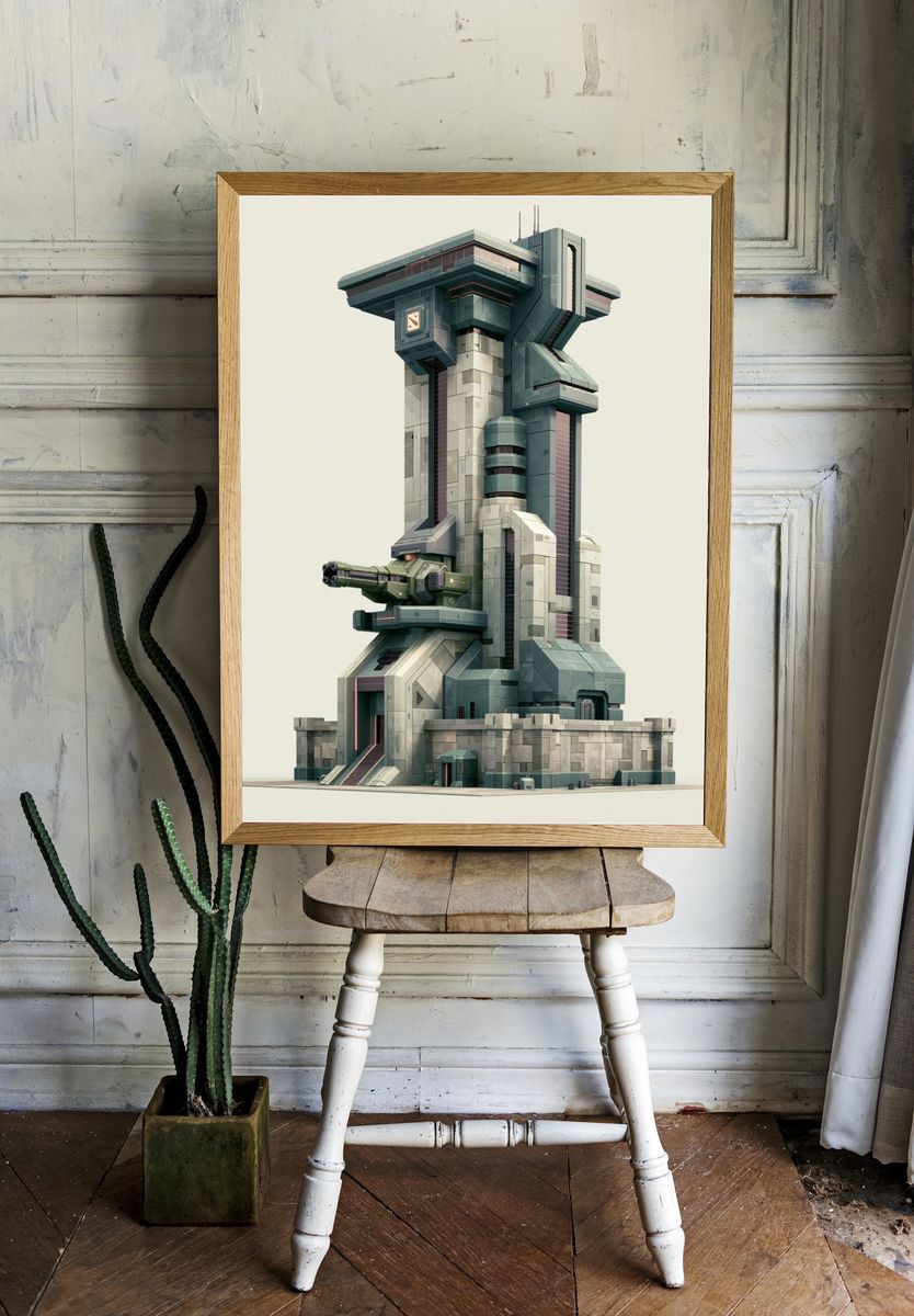 Futuristic Fortress Tower Print. — room view 1