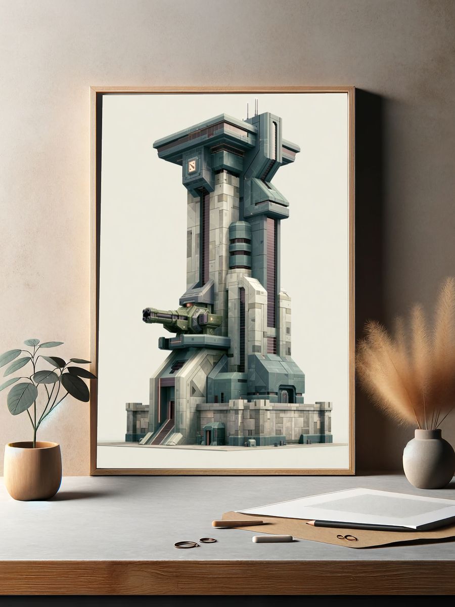 Futuristic Fortress Tower Print. — room view 2