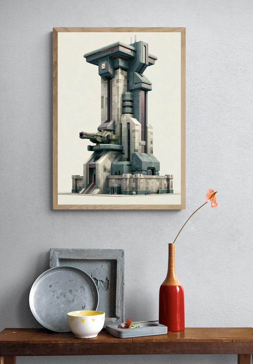 Futuristic Fortress Tower Print. — room view 3