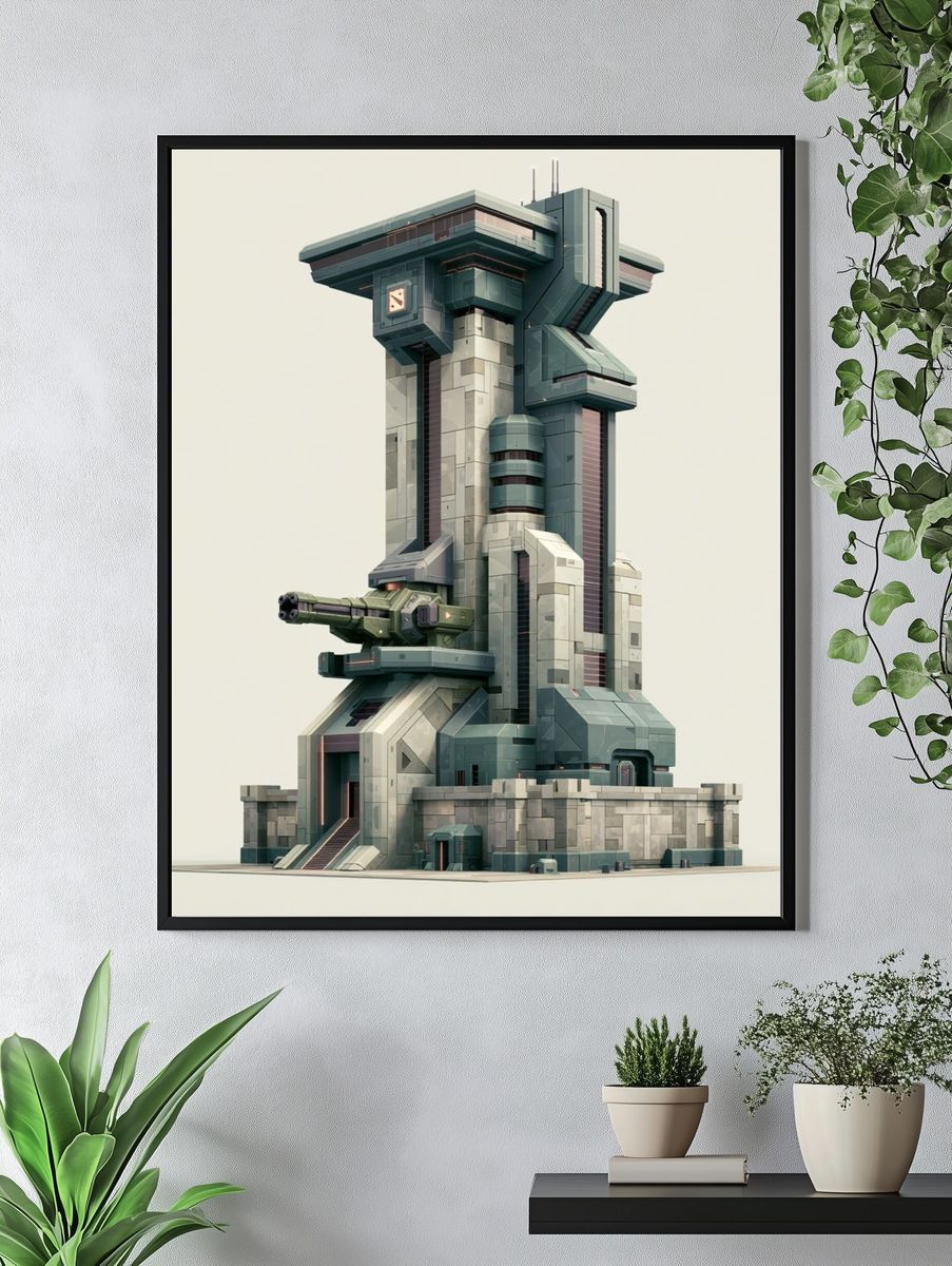 Futuristic Fortress Tower Print. — room view 4