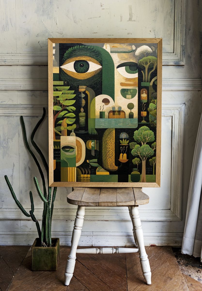 Surreal Forest Eyes Illustration Poster. — room view 1