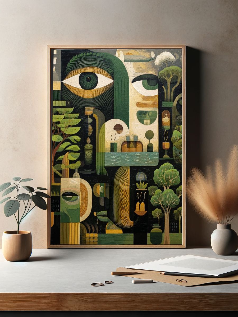 Surreal Forest Eyes Illustration Poster. — room view 2