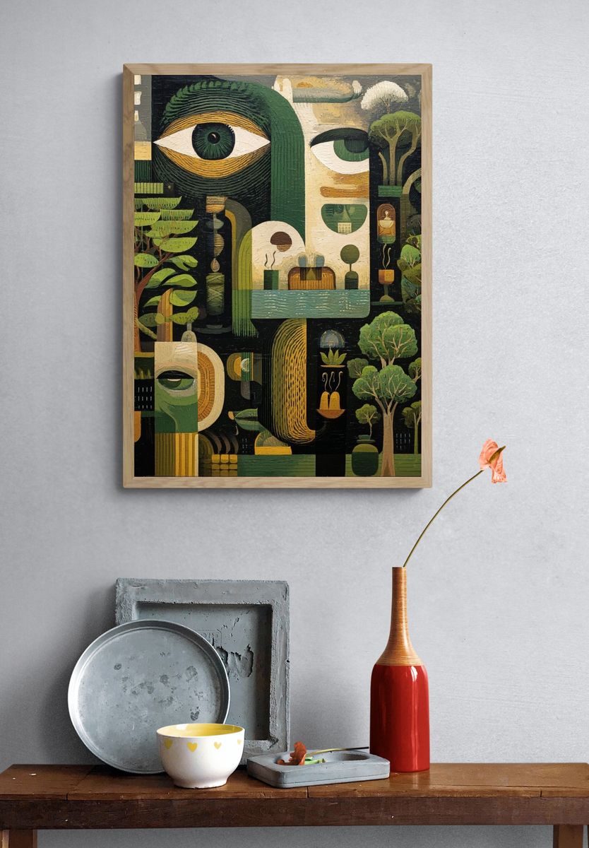 Surreal Forest Eyes Illustration Poster. — room view 3
