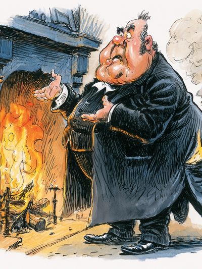 Victorian Cartoon Fireplace Print.