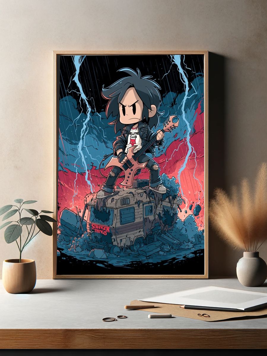 Stranger Things Rock Guitar Poster. — room view 2