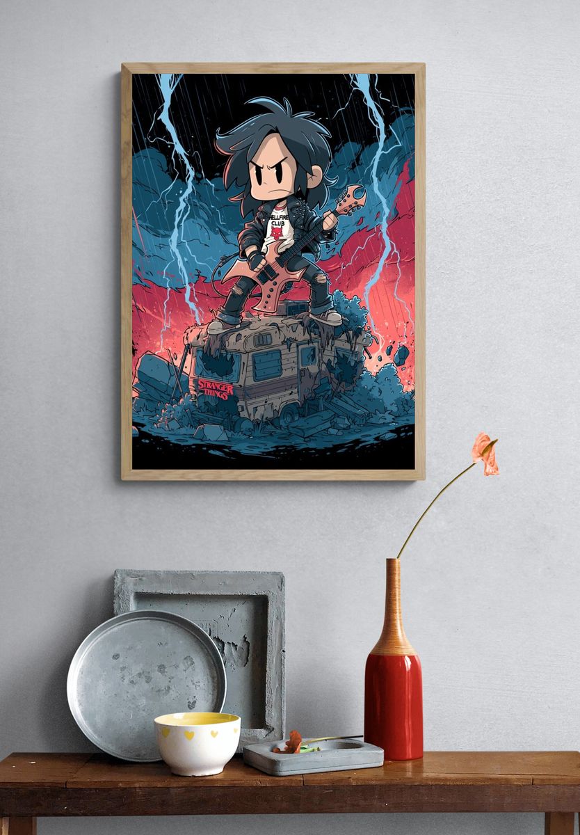 Stranger Things Rock Guitar Poster. — room view 3