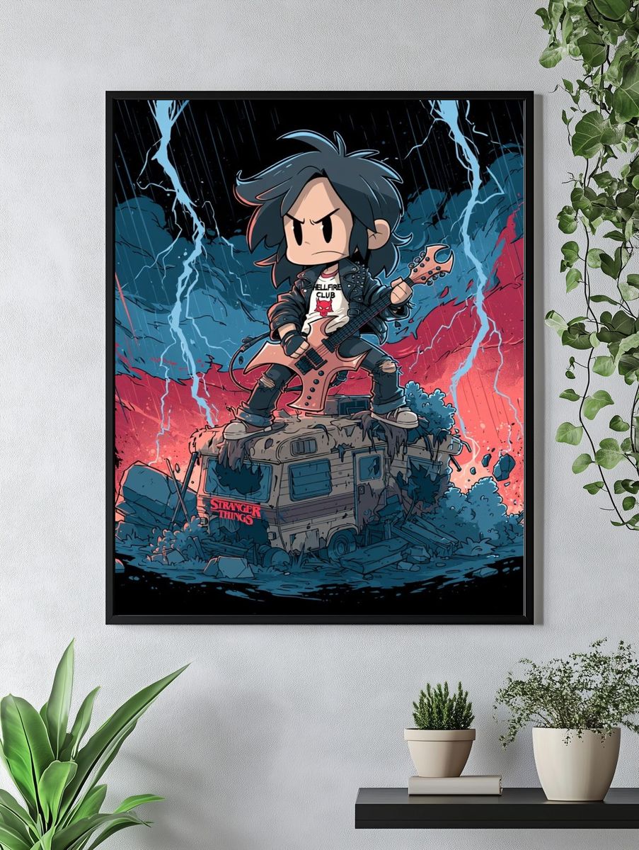 Stranger Things Rock Guitar Poster. — room view 4