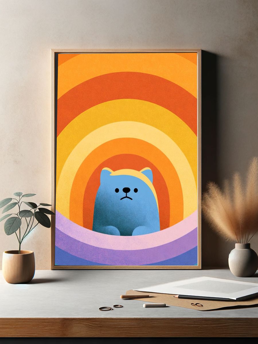 Rainbow Bear Cartoon Print. — room view 2