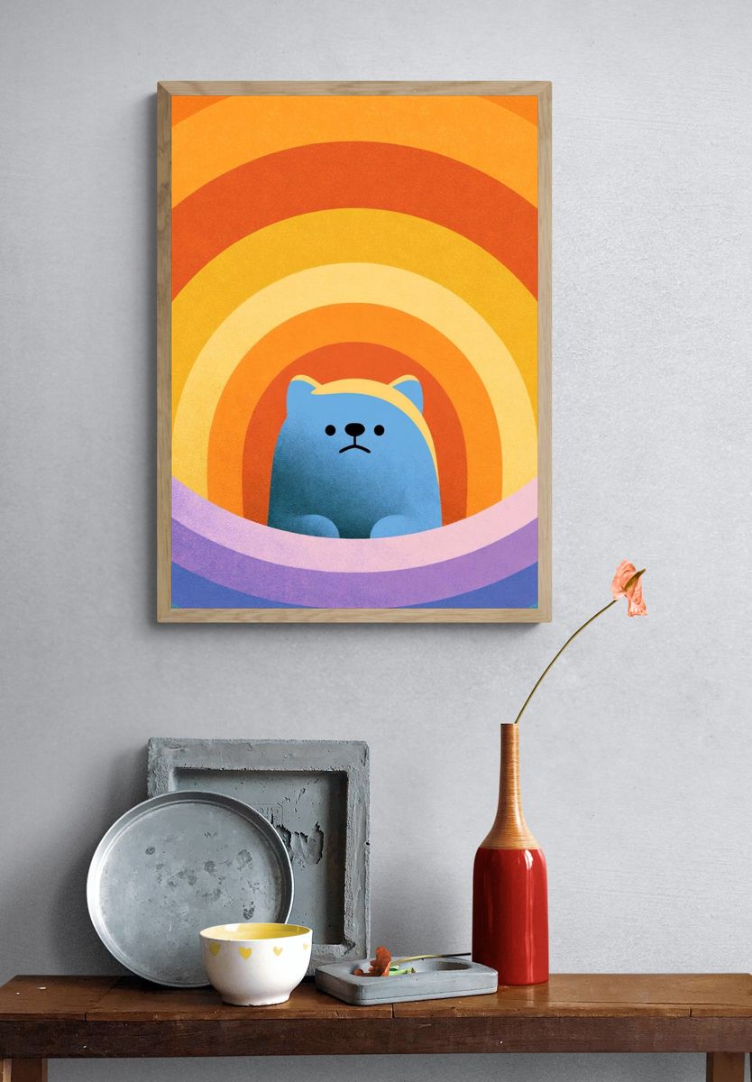 Rainbow Bear Cartoon Print. — room view 3