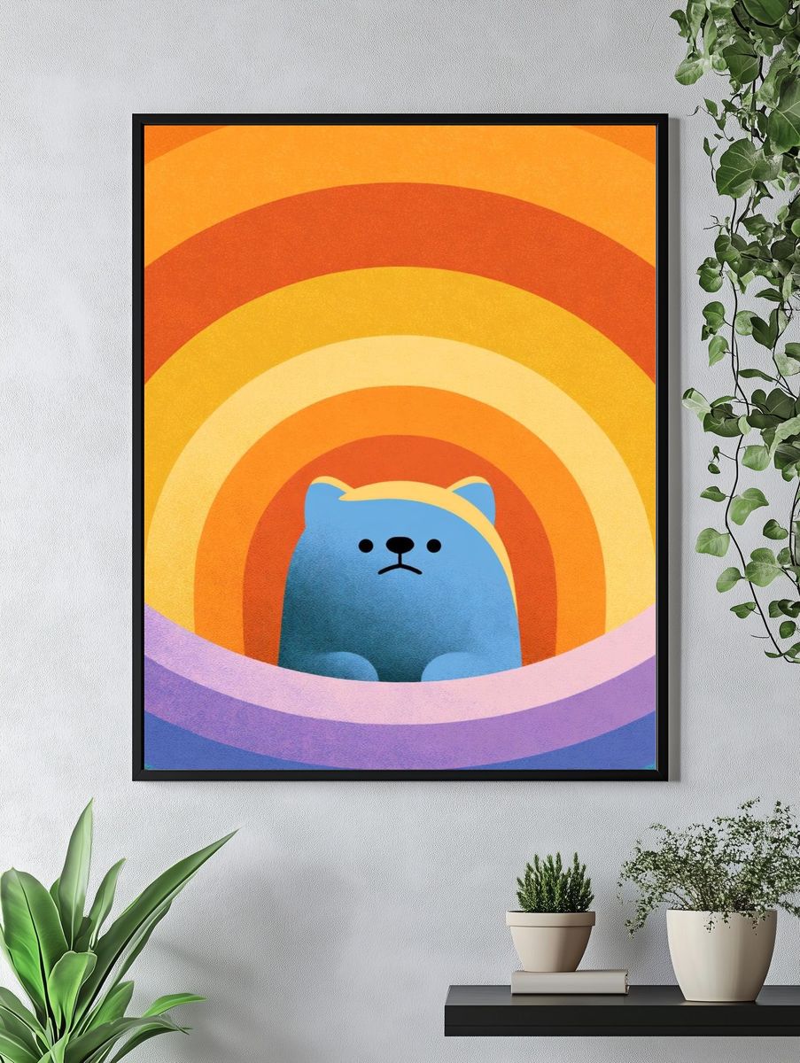 Rainbow Bear Cartoon Print. — room view 4