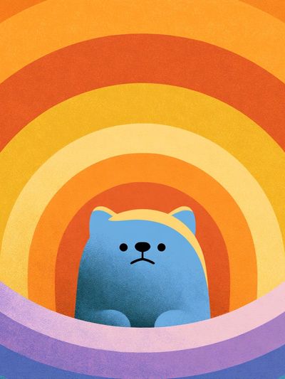 Rainbow Bear Cartoon Print. poster