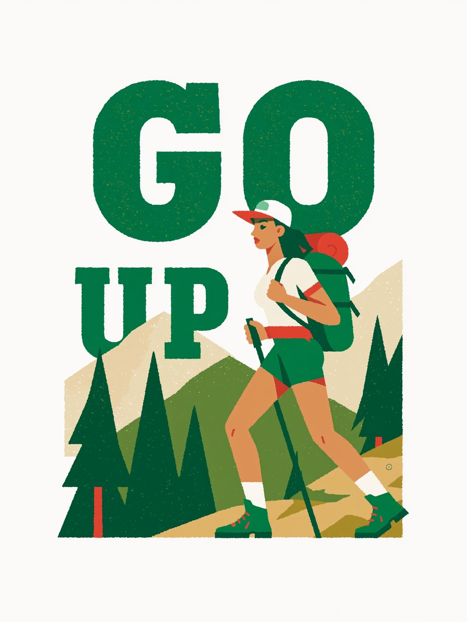 Go Up Hiking Illustration Poster. poster detail