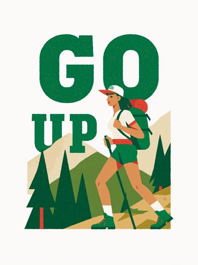 Go Up Hiking Illustration Poster.