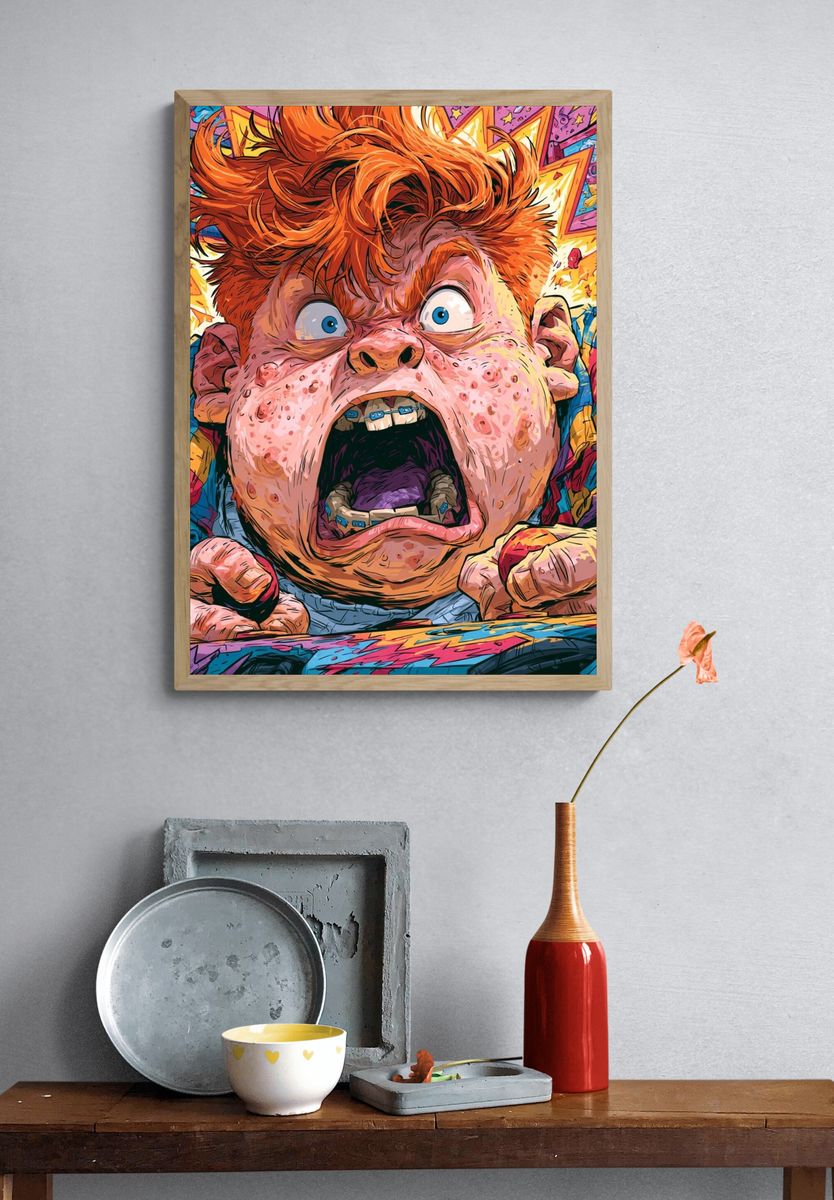 Comic Shock Face Illustration Poster. — room view 3