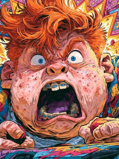 Comic Shock Face Illustration Poster. poster print