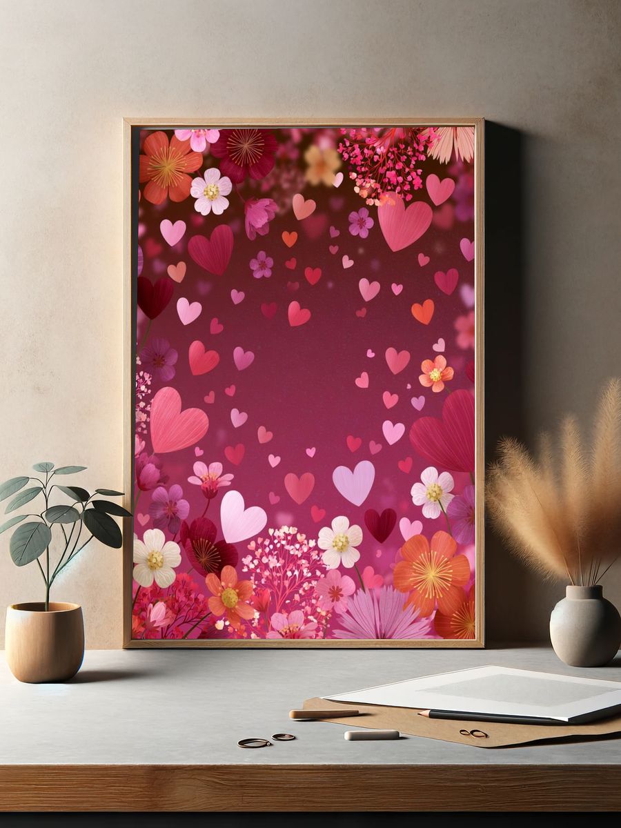 Floral Heart Bloom Poster. — room view 2