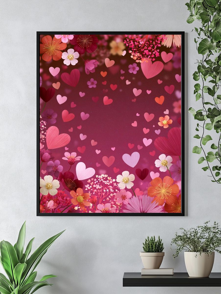 Floral Heart Bloom Poster. — room view 4