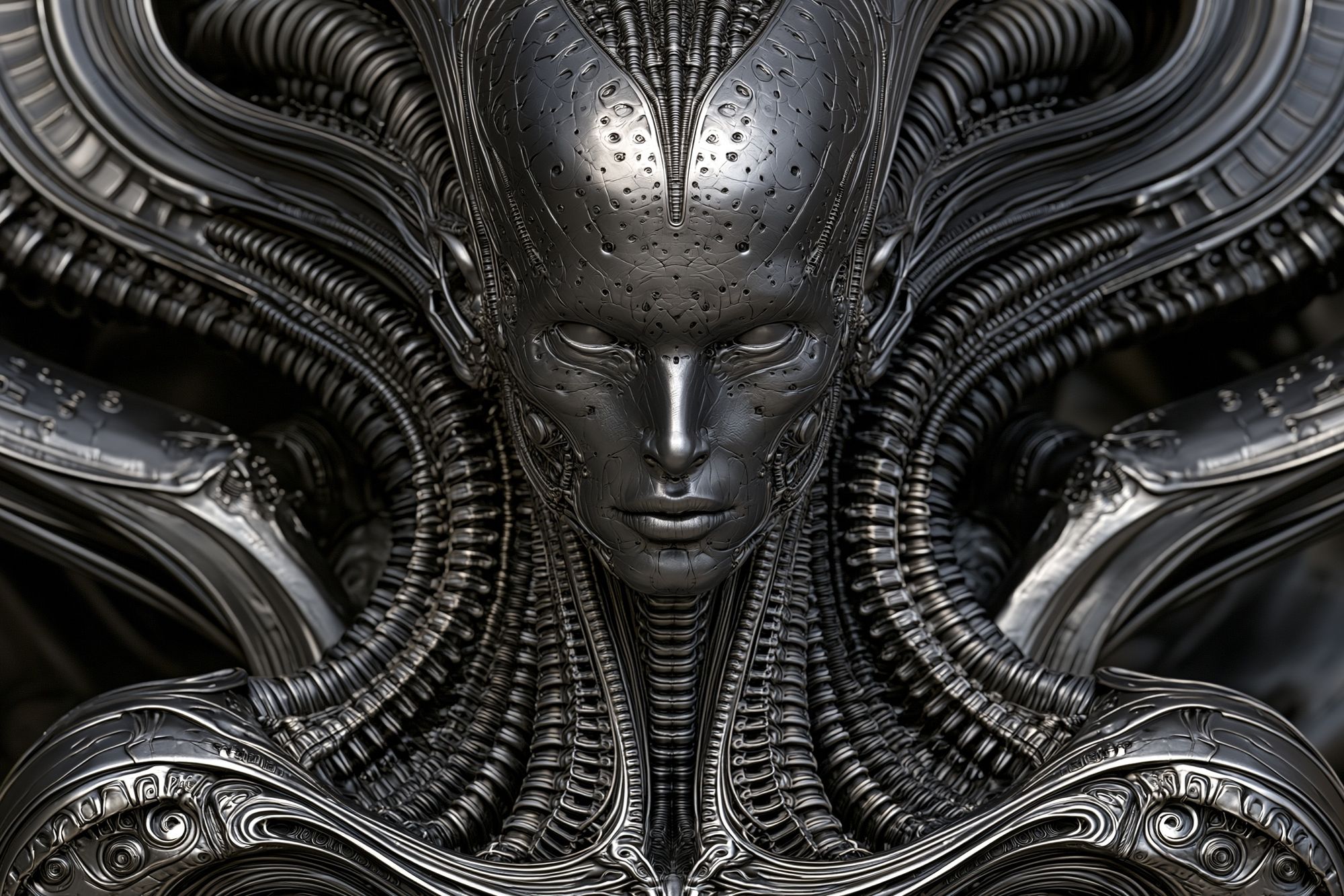 Alien Cybernetic Portrait Print. poster detail