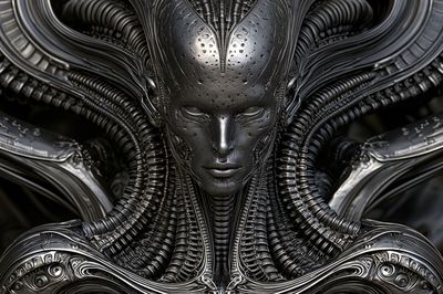Alien Cybernetic Portrait Print. poster print