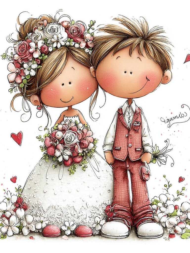 Wedding Couple Illustration Poster. poster detail