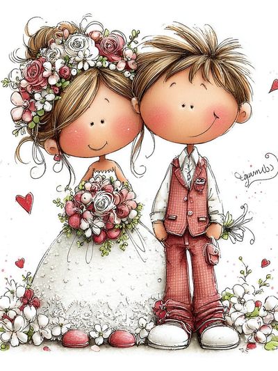 Wedding Couple Illustration Poster. poster