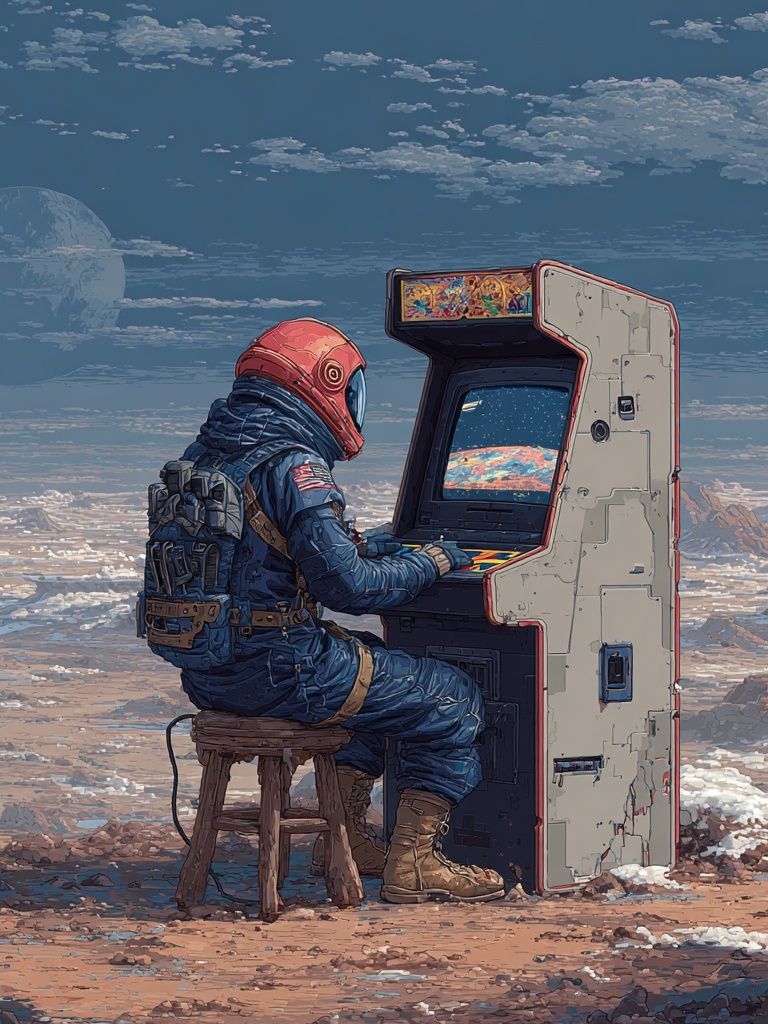 Astronaut Arcade Landscape Print. poster detail