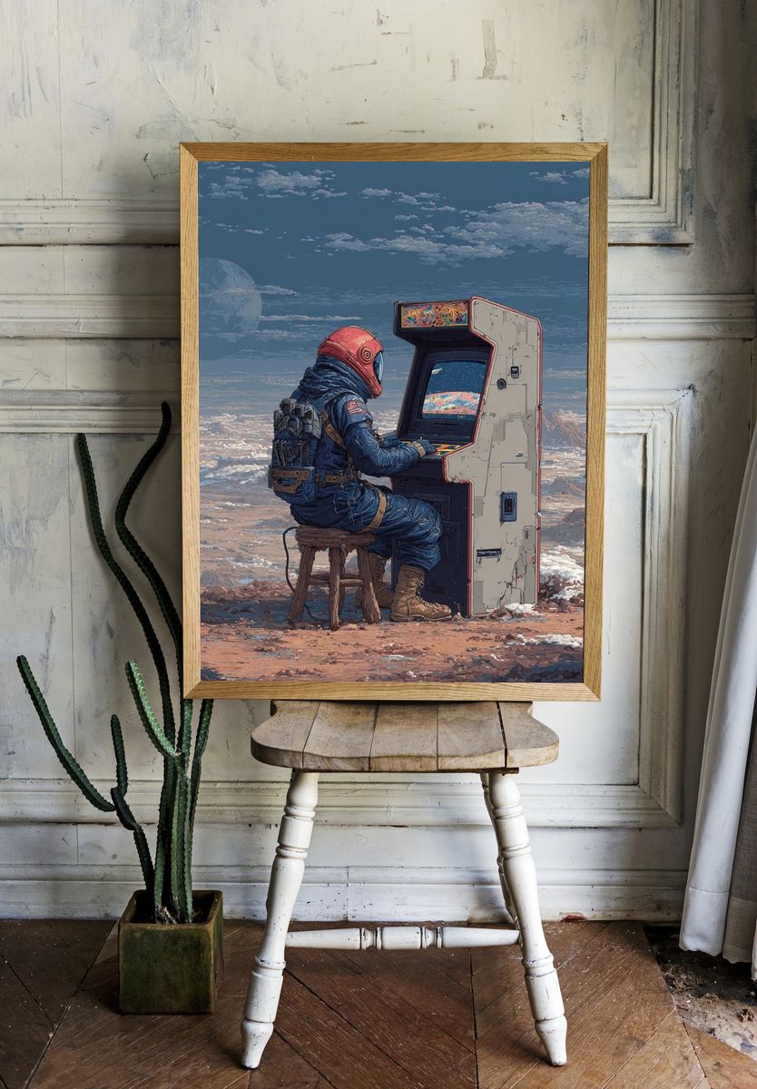 Astronaut Arcade Landscape Print. — room view 1