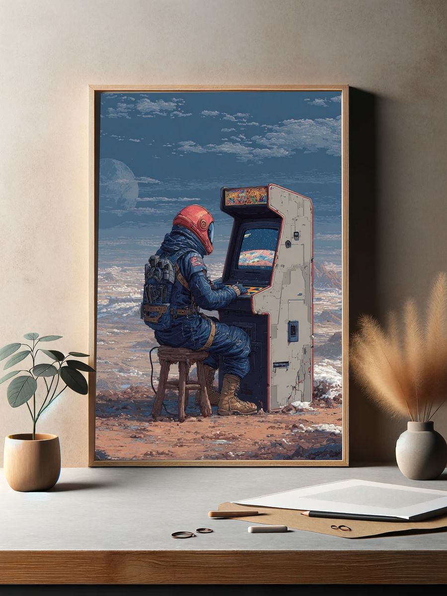 Astronaut Arcade Landscape Print. — room view 2