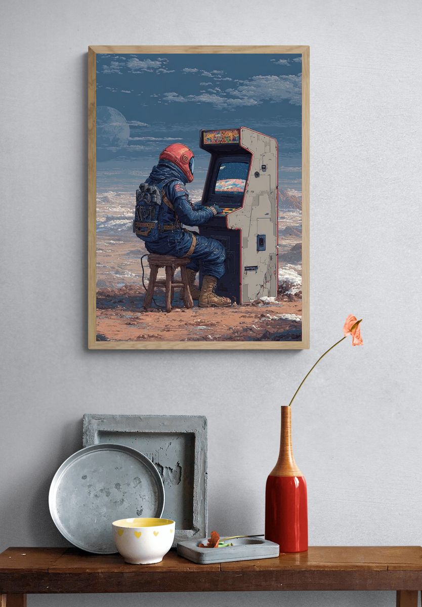 Astronaut Arcade Landscape Print. — room view 3