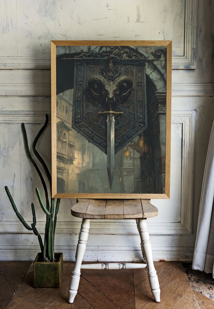 Gothic Ram Emblem — Fantasy Print. — room view 1