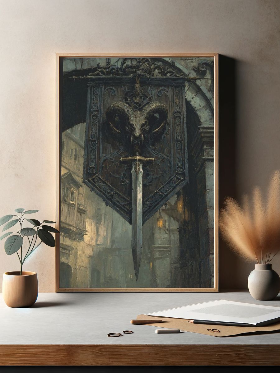 Gothic Ram Emblem — Fantasy Print. — room view 2