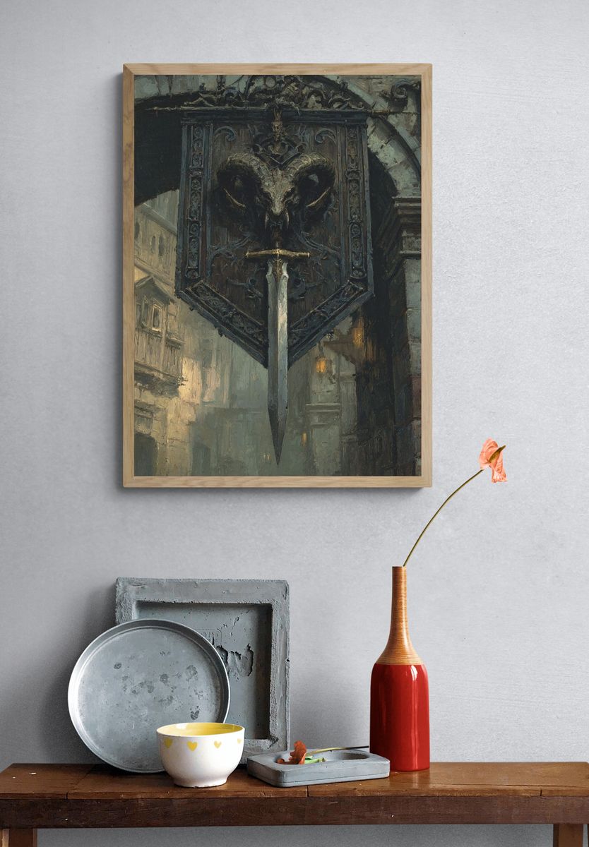 Gothic Ram Emblem — Fantasy Print. — room view 3