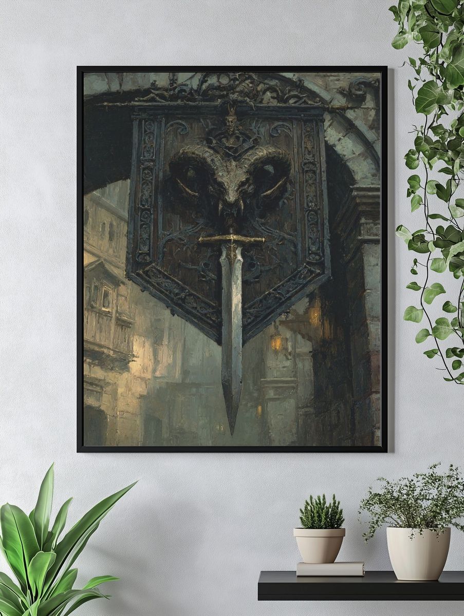 Gothic Ram Emblem — Fantasy Print. — room view 4