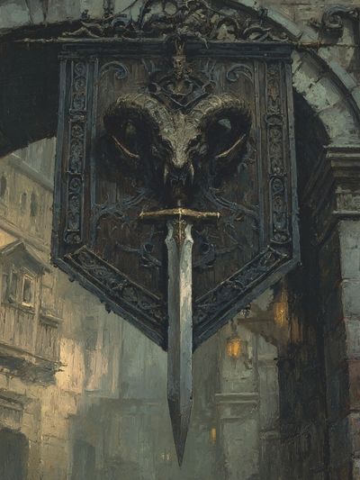 Gothic Ram Emblem — Fantasy Print. poster print