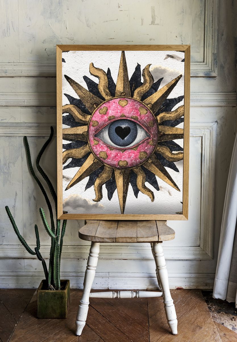 Mystic Eye Sun Illustration Poster. — room view 1