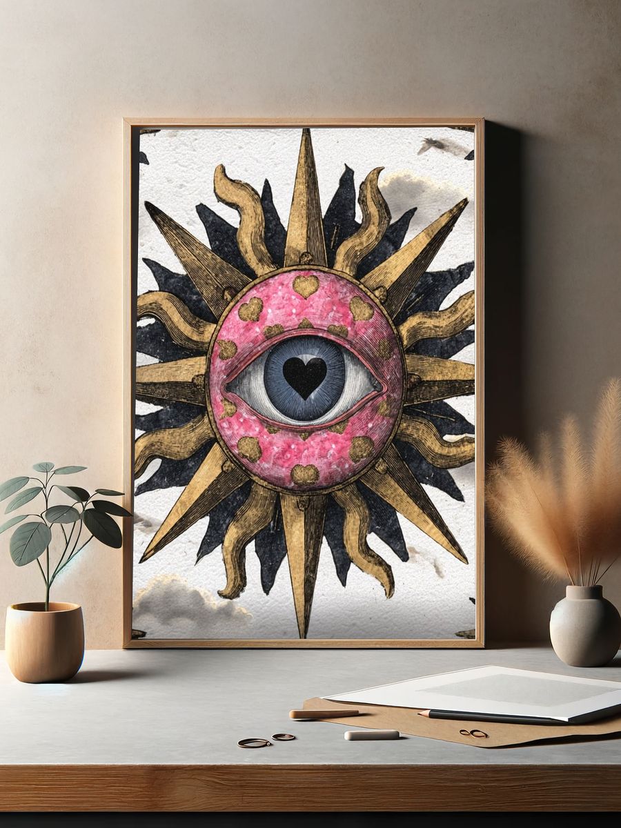 Mystic Eye Sun Illustration Poster. — room view 2