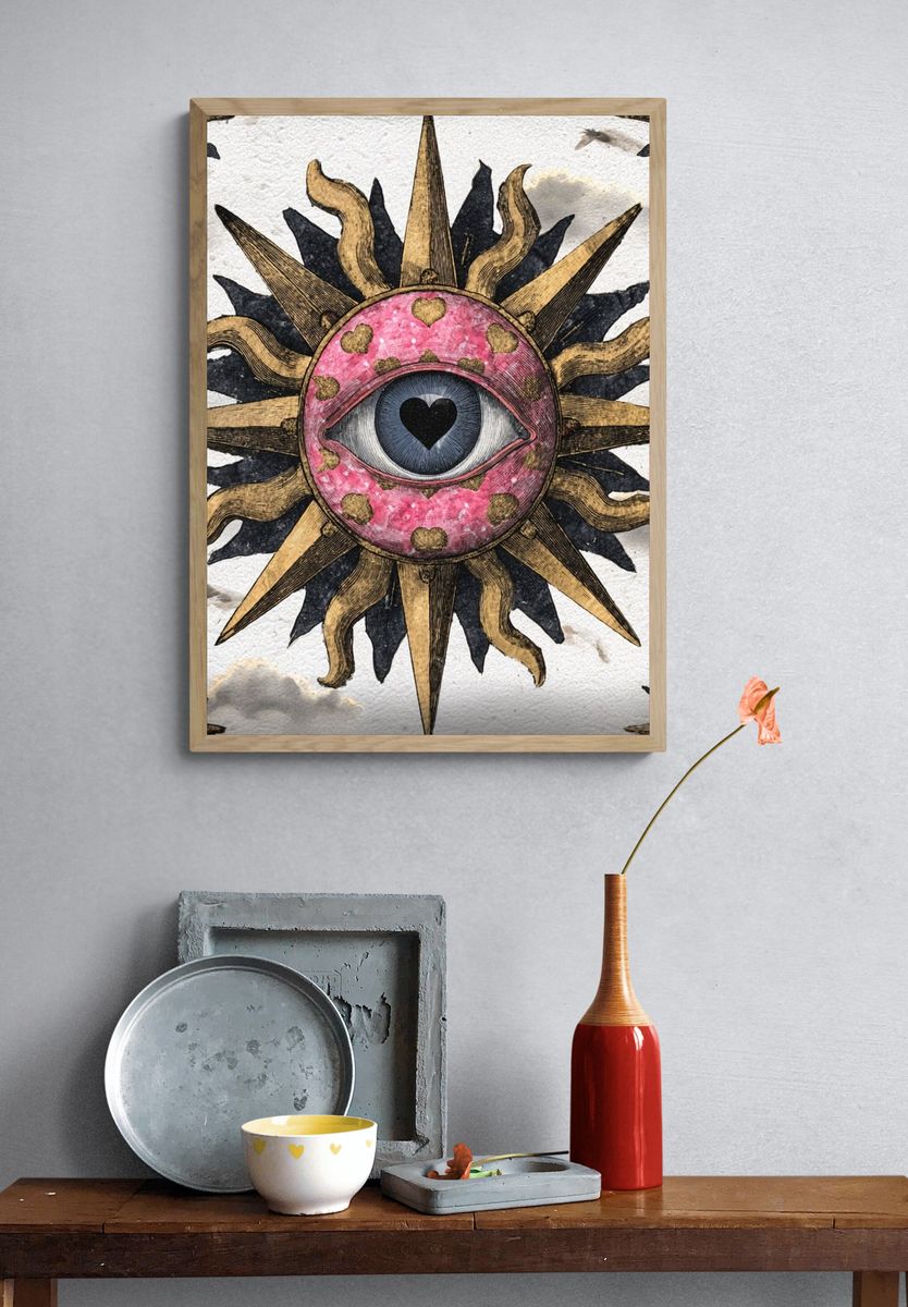 Mystic Eye Sun Illustration Poster. — room view 3