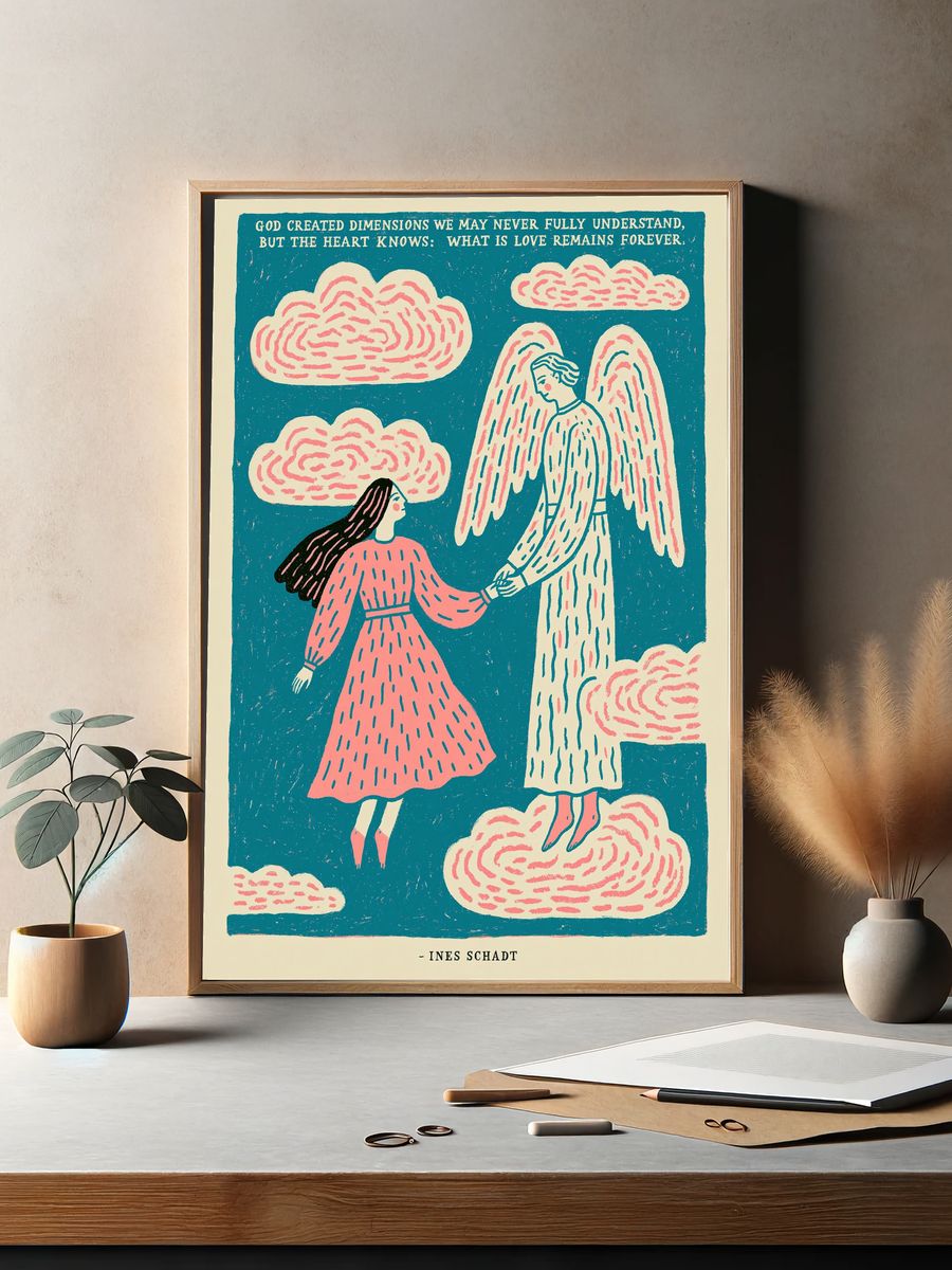 Angel Love Quote Illustration Poster. — room view 2