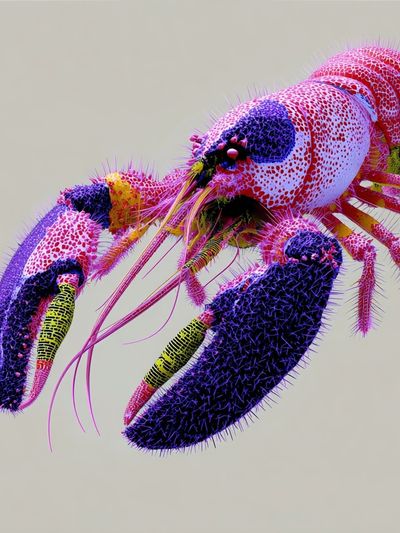 Neon Lobster Illustration Poster. poster print